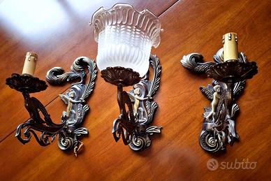 Set di tre applique in ottone