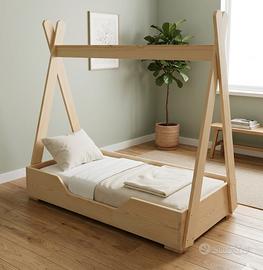Lettino Montessori bambini in legno massello 
