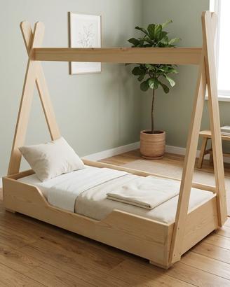 Lettino Montessori bambini in legno massello 