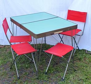 Campeggio Set, Tavolo e 4 sedie x bambini, Vintage
