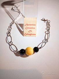 Bracciale ak575, Acciaio e Ceramica di Caltagirone