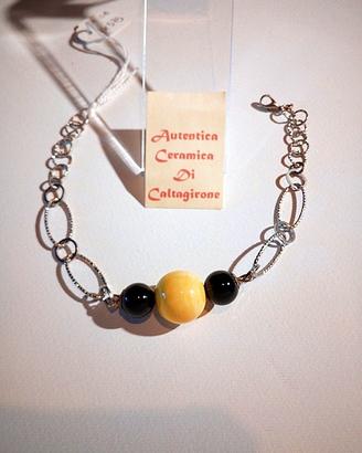 Bracciale ak575, Acciaio e Ceramica di Caltagirone