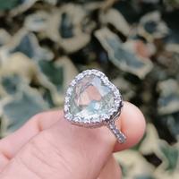 Anello ORO BIANCO  brillanti/PRASEOLITE MONTEZUMA