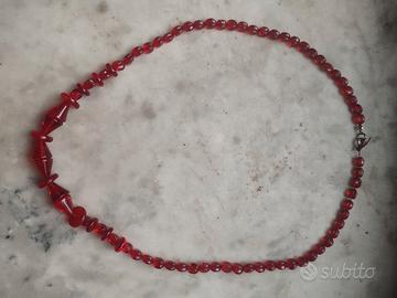 Collana artigianale rossa 2 come nuova