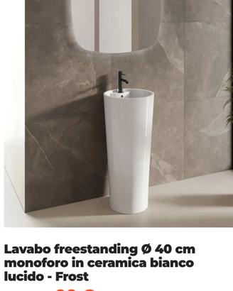 Lavabo Freestanding Ø 40 cm ceramica bianco nuovo