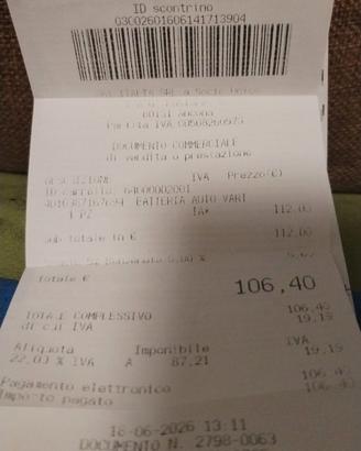 BATTERIA VARTA NUOVA