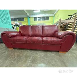 DIVANO PELLE ROSS 3 POSTI