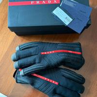 PRADA Guanti da sci in maglia, pelle e GORE-TEX