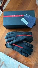 PRADA Guanti da sci in maglia, pelle e GORE-TEX