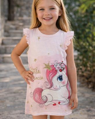 Cotone Rosa A Manica Corta Stampa Animale Bambini Abo Da Bambina Abbigliamento Casual - Foto 6