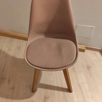 3 sedie rosa e legno