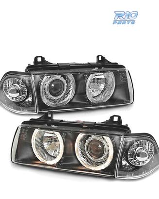 FARI BMW E36 90-99 ANGEL EYES FONDO NERO H7