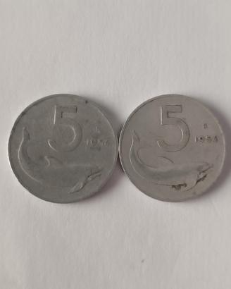  Lotto 2×5 Lire 1954 “Romagnoli” lontana dal bordo