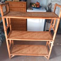 scaffale libreria tre ripiani in vimini