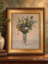 Olio su tavola Mariangela Bagnara 1982 Fiori