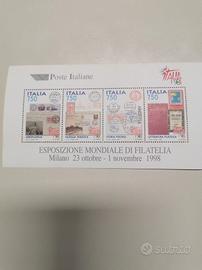 Foglietto francobolli esposizione mondiale filatel