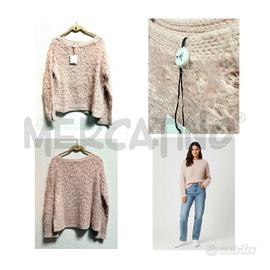 MAGLIONE D MIDI TRICOT ROSA EFFETTO ORSETTO TAGLIA