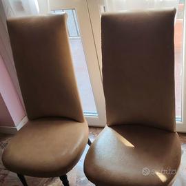 2 sedie vintage imbottite ecopelle beige 