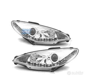 FARI PEUGEOT 206 98-08 LUCE DIURNA LED REALE FONDO