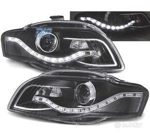 FARI AUDI A4 B7 LUCE DIURNA A LED FONDO NERO 04-07