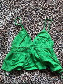 Top verde Zara con arricciature - Taglia S - NUOVO