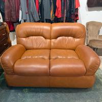 Coppia di Divani Biposto in Vera Pelle Vintage