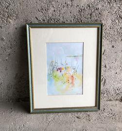 Quadro aquerello lavoratori fra le canne