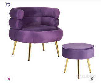 Poltroncina in velluto viola