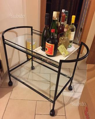 Carrello porta liquori in cristallo