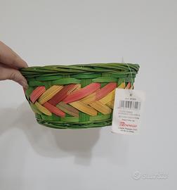 cesto in bamboo multicolore