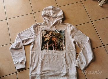 Felpa bianca con cappuccio Artwork