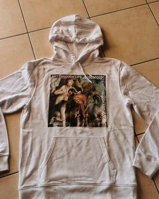 Felpa bianca con cappuccio Artwork