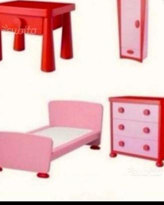 2 camerette Mammut Ikea Bambini rosa e blu