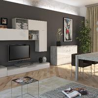Set Soggiorno Paretina Madia Tavolo Bianco Cemento