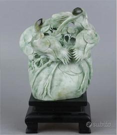 Antica scultura cinese in giada Dushan/Pietra dura