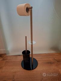 Piantana bagno porta rotolo e scopino