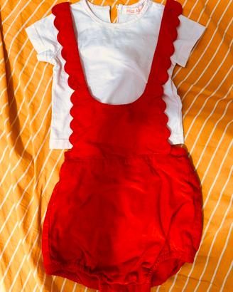 Completo maglia salopette bimbo bimba 3 mesi body