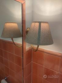 Coppia applique vintage ottone e tessuto