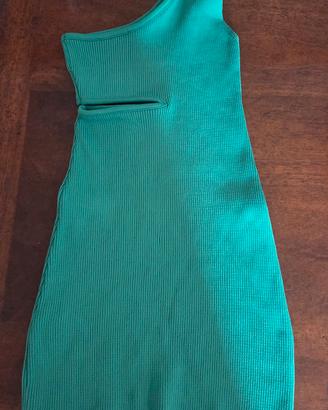 Vestito monospalla colore verde