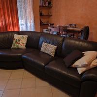 Divano angolare in pelle marrone Chateau d'ax