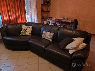 Divano angolare in pelle marrone Chateau d'ax