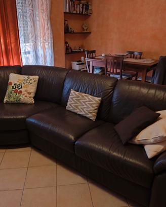 Divano angolare in pelle marrone Chateau d'ax