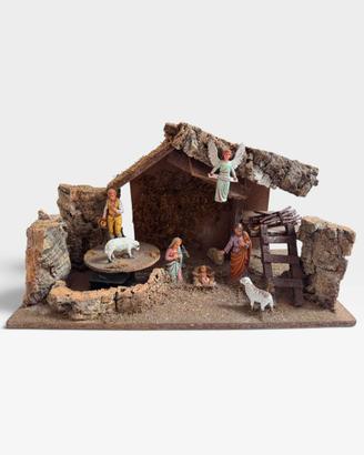 Presepe Vintage con Carillon Capanna e Statuine