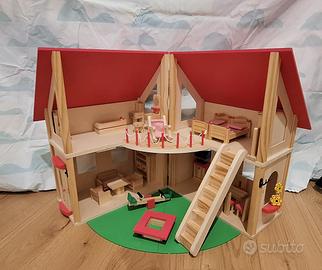 casetta bambole di legno 