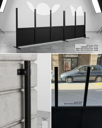 Paravento Barriera Frangivento in Vetro e Acciaio