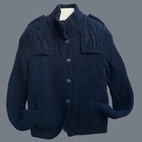 Massimo Dutti cardigan blu in lana a coste donna