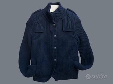 Massimo Dutti cardigan blu in lana a coste donna