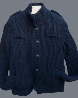 Massimo Dutti cardigan blu in lana a coste donna