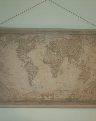 Mappa del mondo Stampa su tela
