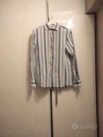 camicia uomo righe lino e cotone 